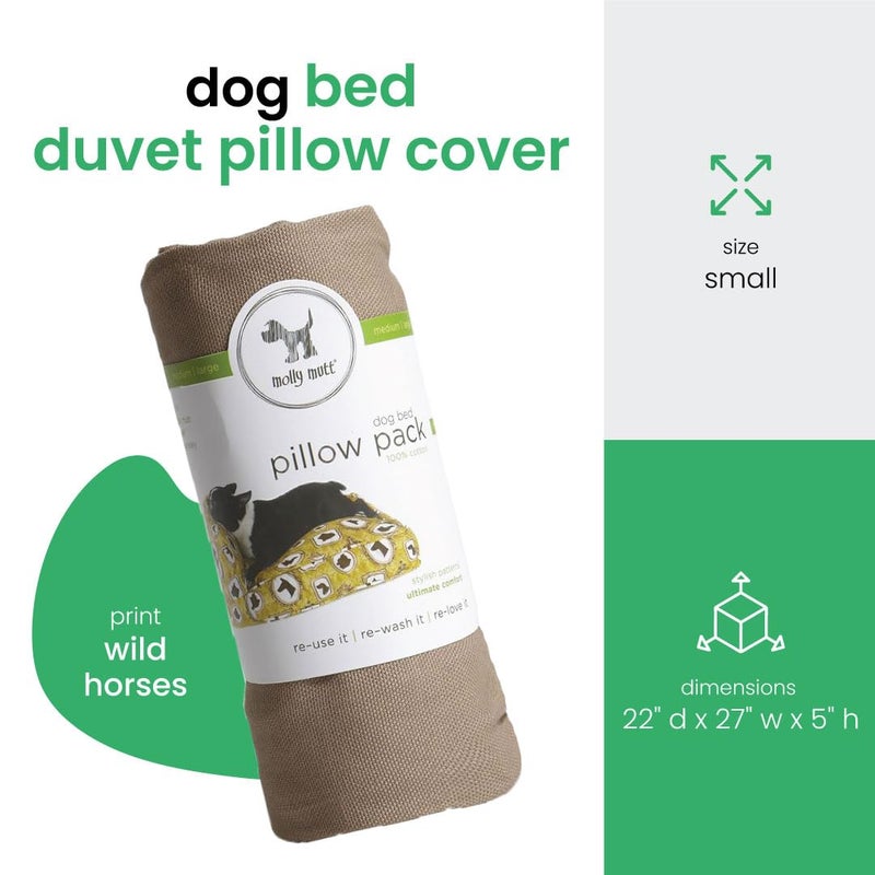Molly Mutt Wild Horses Pillow Cover Pack, 100% Cotton Canvas Bolster Cover for Dog, Puppy, or Cat Bed, Durable, Washable, and Free of Harmful Chemicals, 22" x 5" x 5 - Image 2
